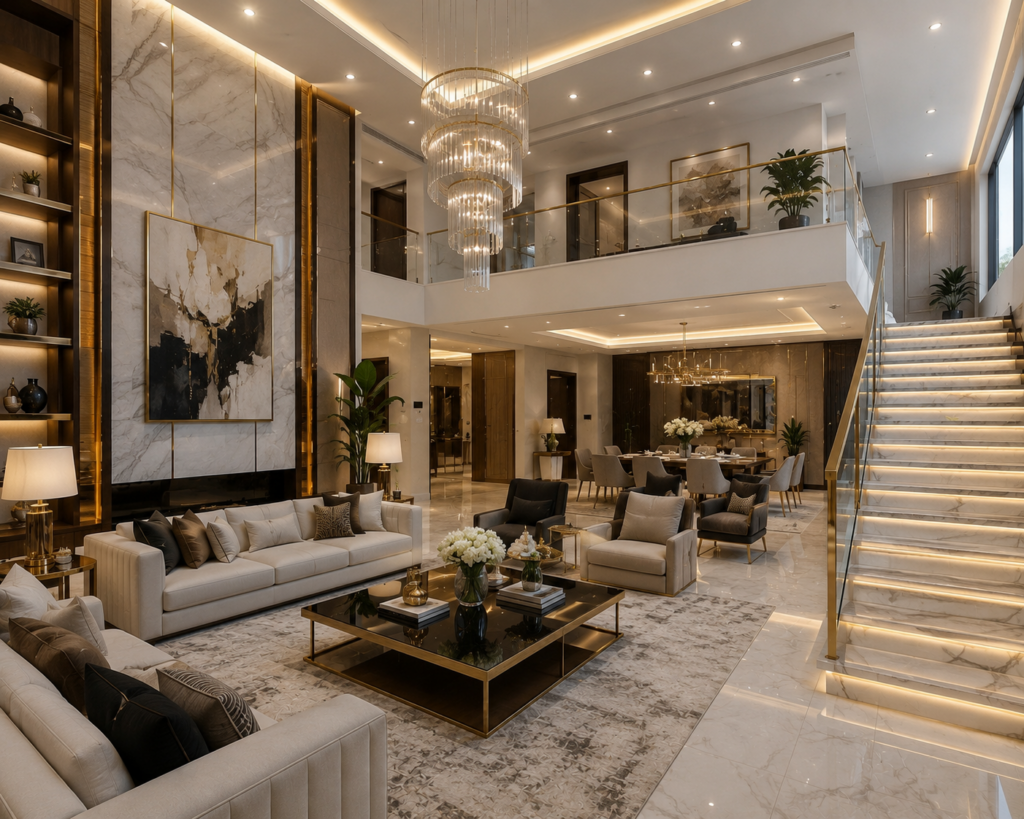 Home Interior Design in Dhaka - luxury double-height living room