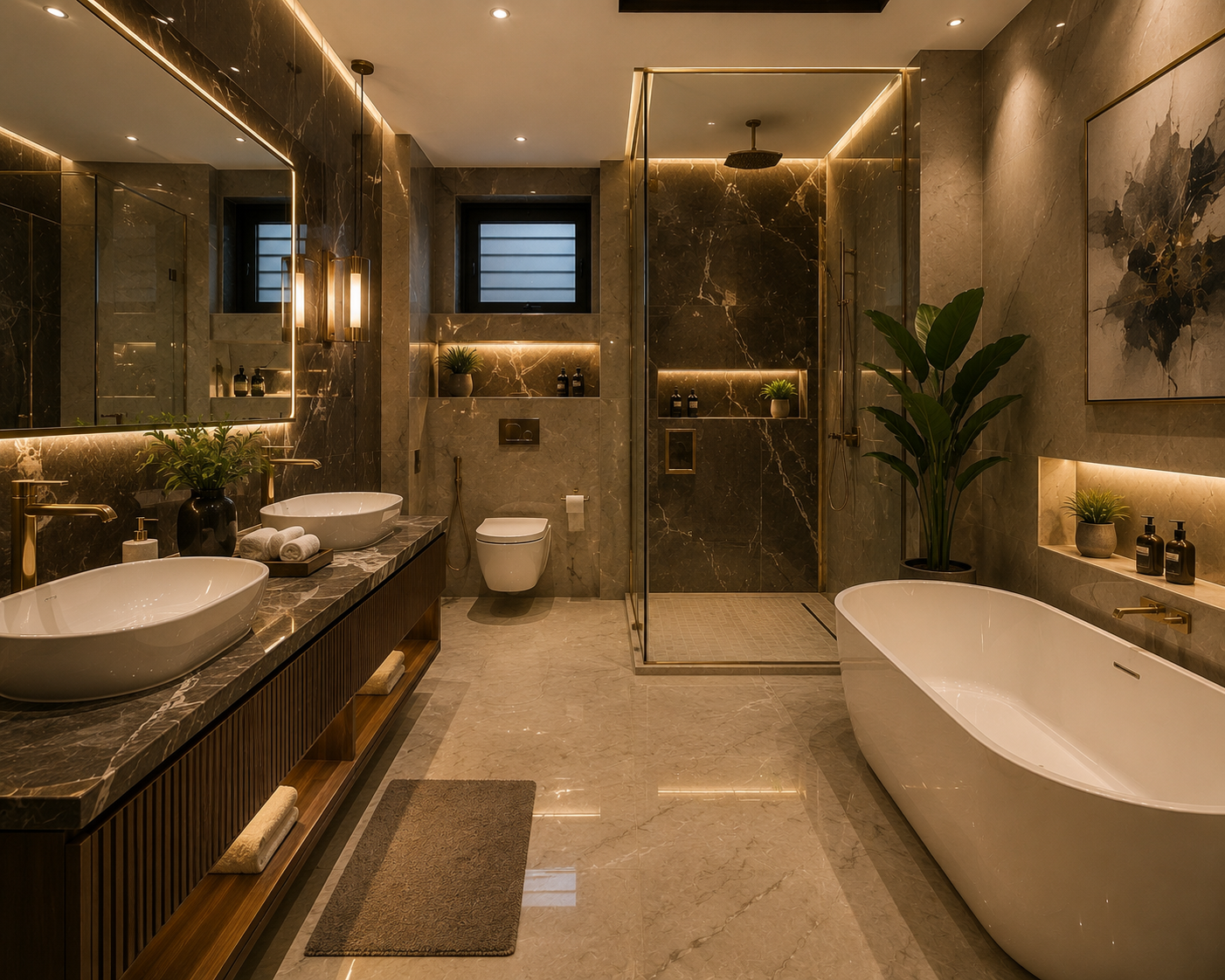 Luxury washroom design by an Interior Design Company in Dhaka